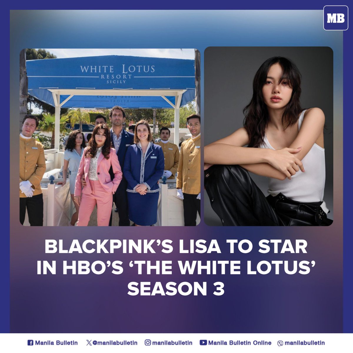 BLACKPINK’s Lisa, aka Lalisa Manoban, has joined the cast of season 3 of the HBO Original series “The White Lotus.”

#LalisaManoban #LISAxTheWhiteLotus #TheWhiteLotus #LLOUD #Thailand 

READ: mb.com.ph/2024/2/13/blac…
