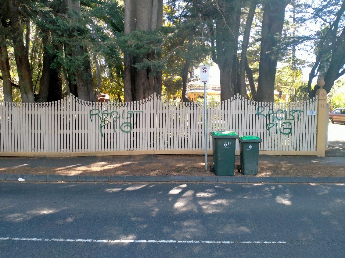 I hope the police find this person/people who did this to our front fence