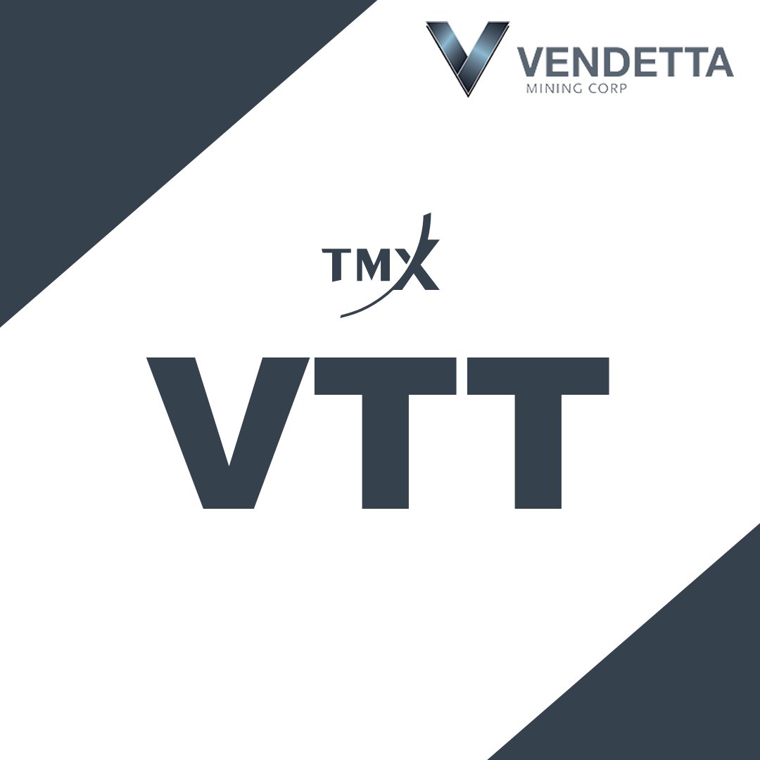 VendettaMining's tweet image. Vendetta Mining is traded on the TSXV under the ticker symbol $VTT.