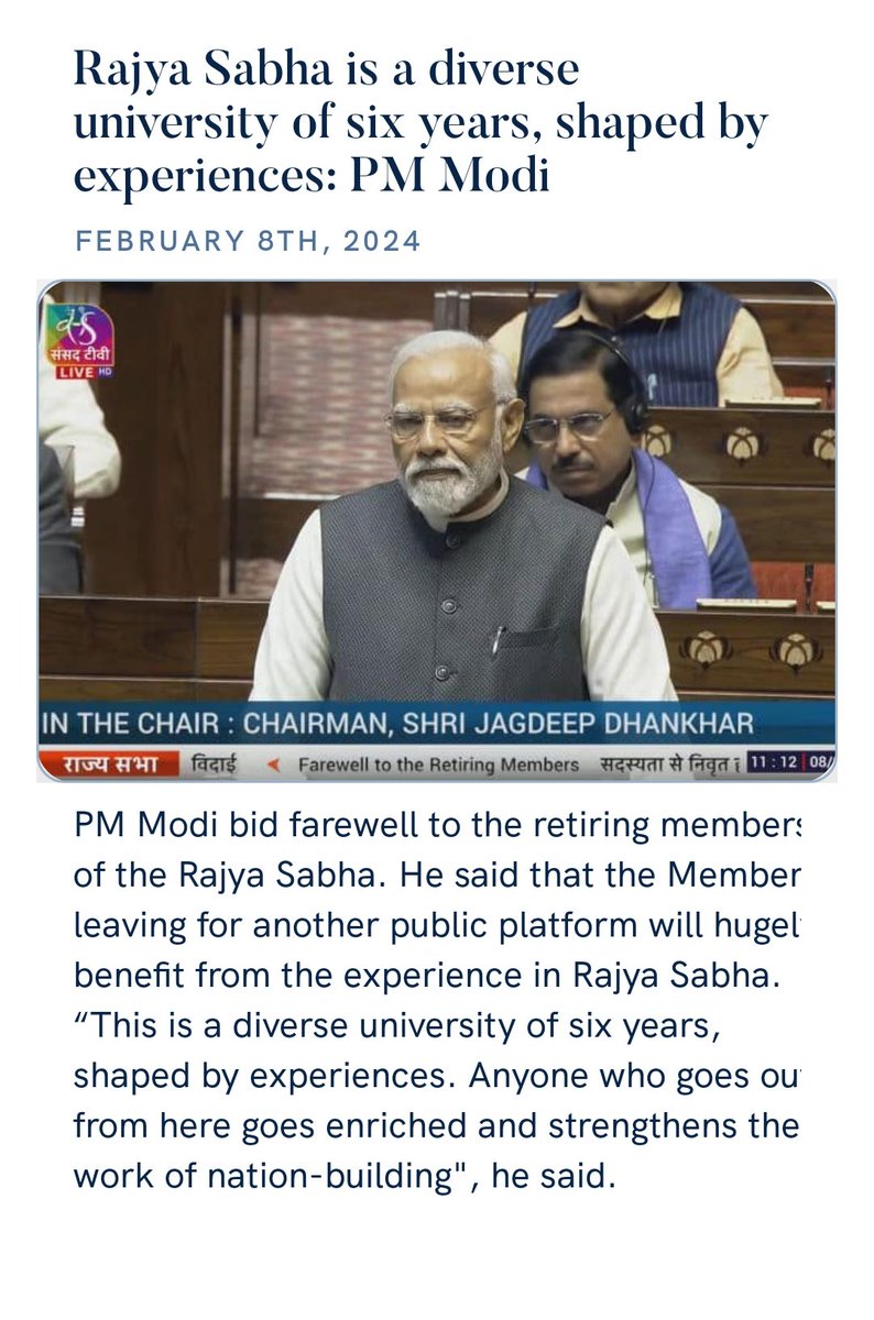 lalitpathak6's tweet photo. Rajya Sabha is a diverse university of six years, shaped by experiences: PM Modi
https://t.co/1OwiOZ2PJZ via NaMo App https://t.co/34uwYtE4N5