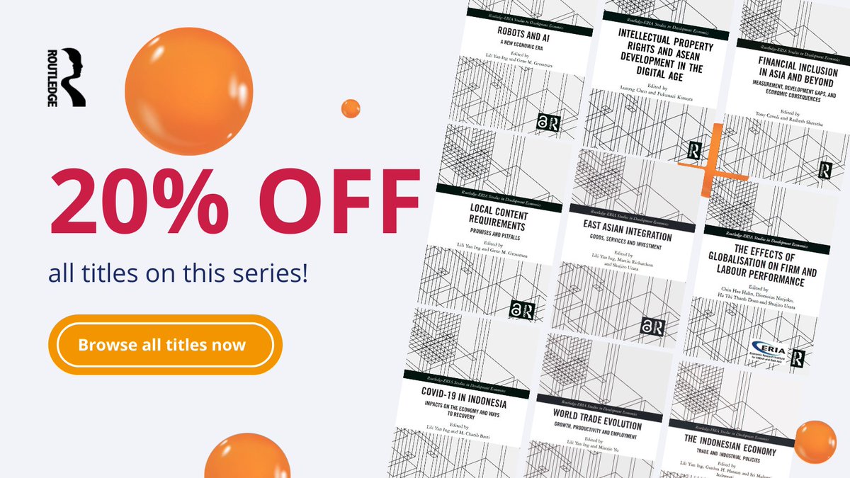 📘 Deepen your understanding on East Asia's economic landscape with the Routledge-ERIA Studies in Development Economics series! Get 20% off on all titles now: spr.ly/6014rZzFQ #EconomicDevelopment #EastAsia #ERIA