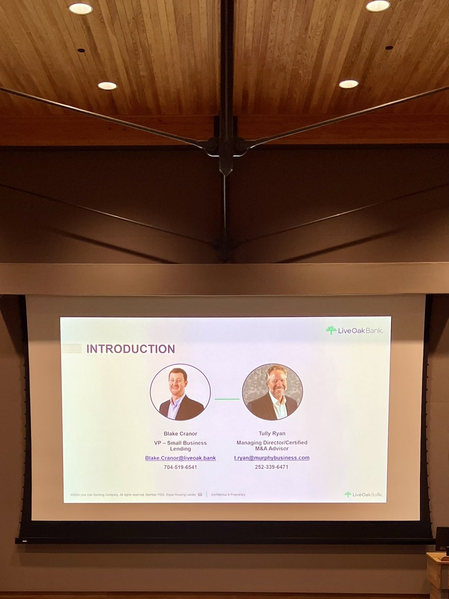 Enjoyed presenting at <a href="/LiveOakBank/">Live Oak Bank</a> with Blake Cranor - M&amp;A Insights for Wealth Managers