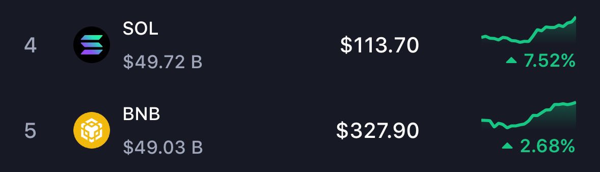 3orovik's tweet photo. Solana just flipped $BNB https://t.co/fblGmFbexn
