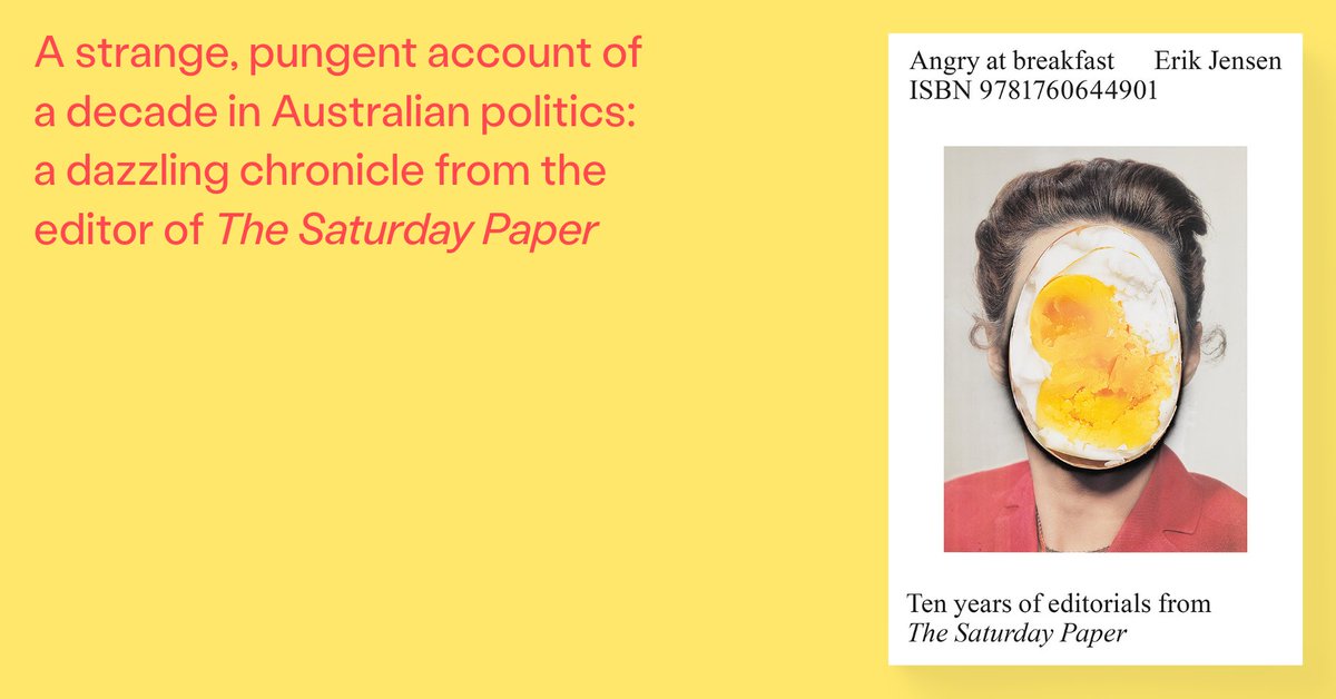 ANGRY AT BREAKFAST by @erikojensen is a collection of editorials from the first decade of the @SatPaper. Witty, curious, and on shelves now! ow.ly/jbsV50QvINq