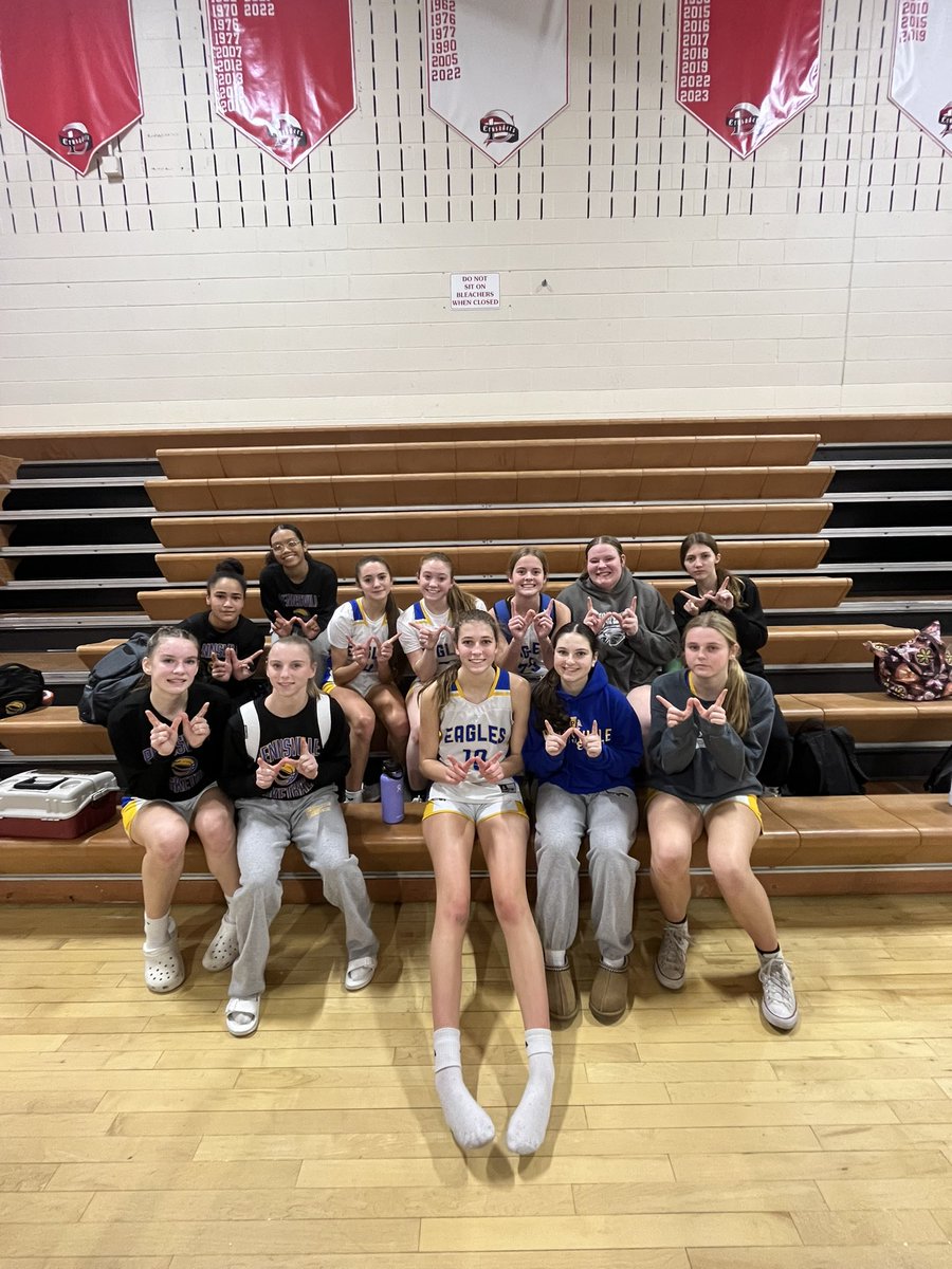 PVGirlsBball's tweet photo. Eagles get the victory over the Crusaders &amp; move on to Round 2 of the TCC Tournament! 
Nora Ausland  hits her 100th career 3! 
And Nora earns herself the title of 
Player of the Game!
#MoreThanAverage🦅🏀 https://t.co/EPwXt3PCbf
