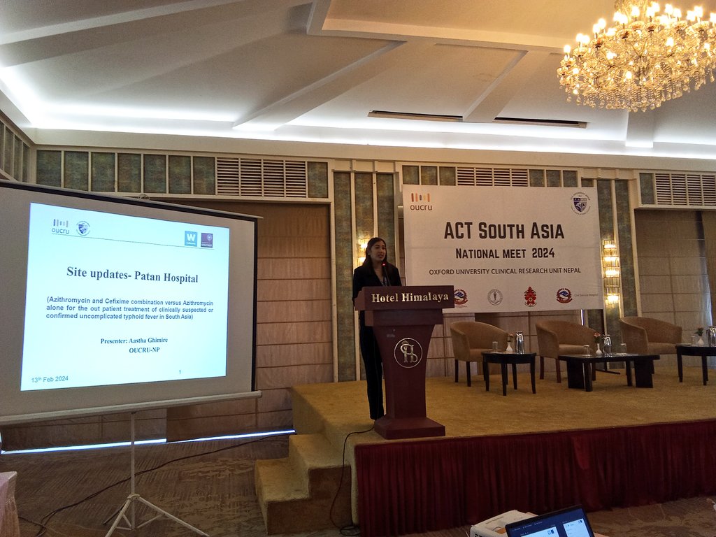 SWORNIMGYAWALI's tweet photo. Dr Astha Ghimire, OUCRU NP. Giving the overall review of #ACTSouthAsia and the Site update for Patan Hospital, Lalitpur.
#ACTSouthAsia2024 https://t.co/UvOHhen85A