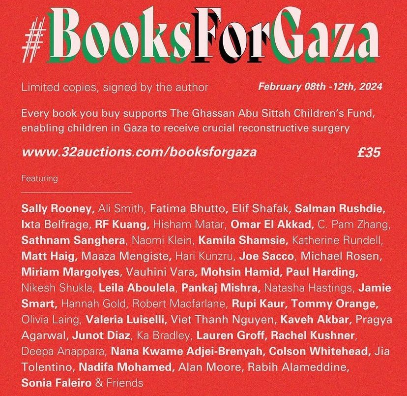 BlkGirlWriters's tweet photo. There is still time to take part in #BooksForGaza! 🍉 Money raised will go to the Ghassan Abu Sittah Children's Fund to aid in reconstructive surgery for Gaza's children. https://t.co/QoXYX85VA3