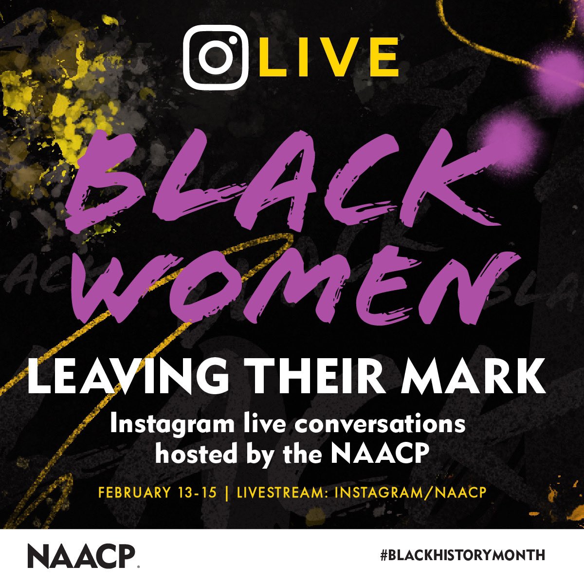 NAACP's tweet photo. Let's celebrate Black women leaving their mark on the world. 👏🏽

Join us this Tuesday, February 13 and Thursday, February 15 for @instagram live conversations with Ms. Black Kentucky Ciara Johnson and Stylist Ivy Coco. https://t.co/nGbhjRRRYq