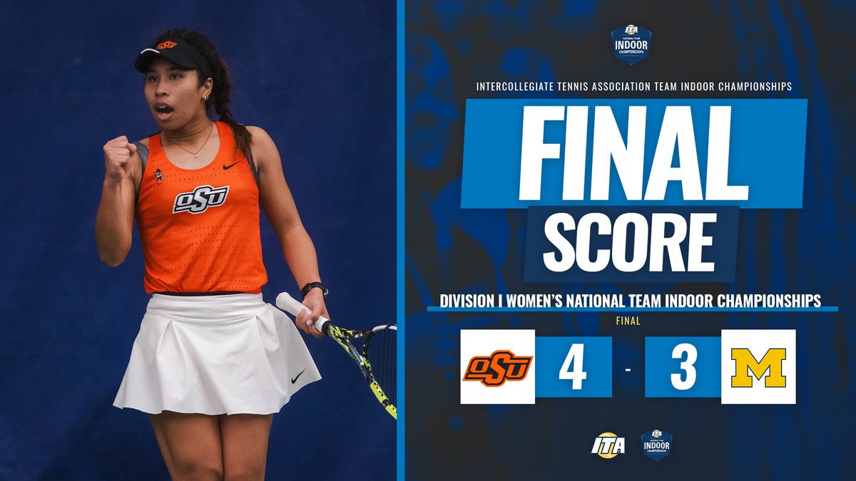 ITA_Tennis's tweet photo. National Champions 🏆

Oklahoma State is your 2024 ITA Division I Women's National Team Indoor Champions! 

#WeAreCollegeTennis | #ITAIndoors https://t.co/Kj09VTAmMu