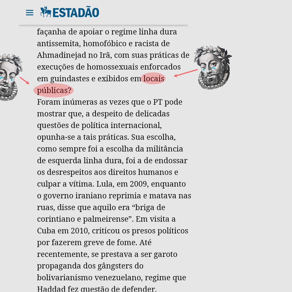 ChoraCamoes's tweet photo. Um oferecimento: PEC (Pacotinho Estadão de Carnaval).  — Não seria este aquele periódico da "Escolha Difícil"? — indagou o poeta.

#estadão #oestadodesãopaulo #escolhadifícil #locaispúblicas #aoao #éesseaquestão #lula #bolsonaro #fascismo https://t.co/LxiQIsvi0B