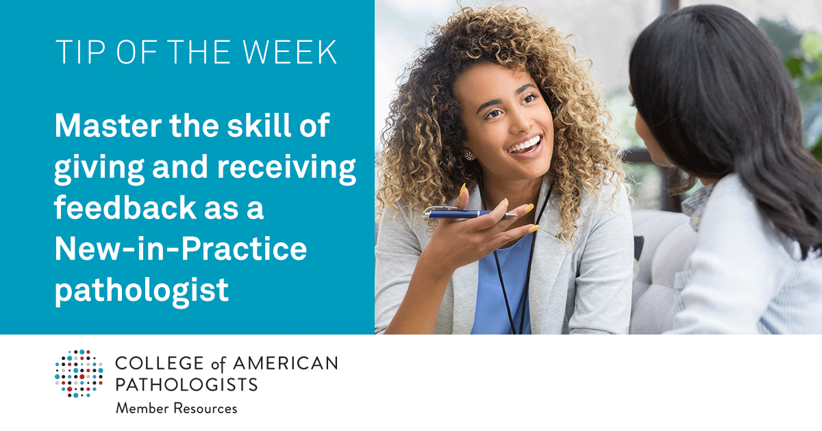 Pathologists's tweet photo. #TipoftheWeek: Master the skill of giving and receiving feedback as a New-in-Practice pathologist. Check out these tips to improve performance and productivity in your new workplace. #CAPNIPC

https://t.co/eHKzsjUXkP https://t.co/SGMsAKgaKx