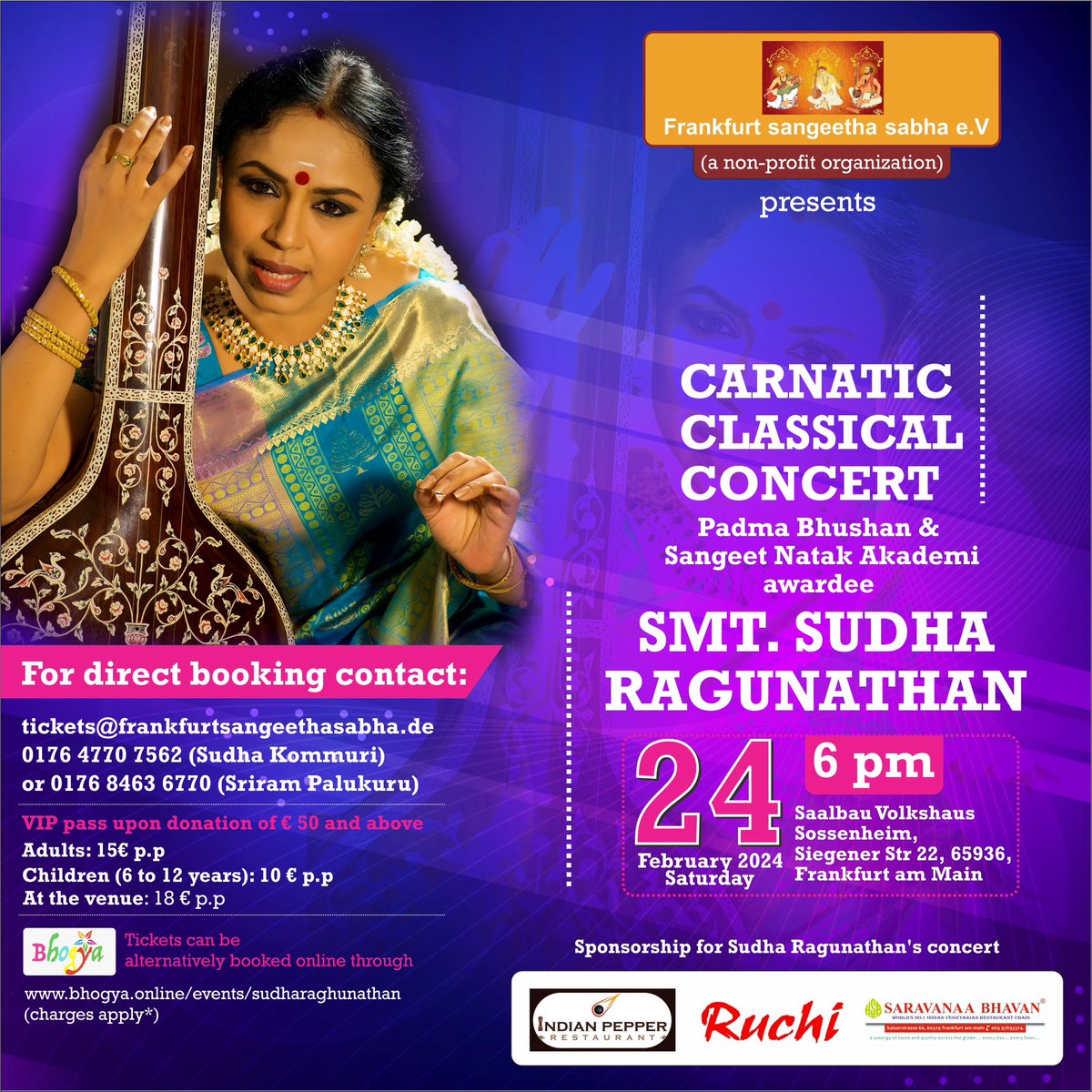 sudharagunathan #sudharaghunathan #sudharagunathanconcert #sudharagunathanconcertschedule #concertschedule2024 #simplysudha #sudharagunathan #sudharaghunathan #sudharagunathanmusic #frankfurtsangeethasabha