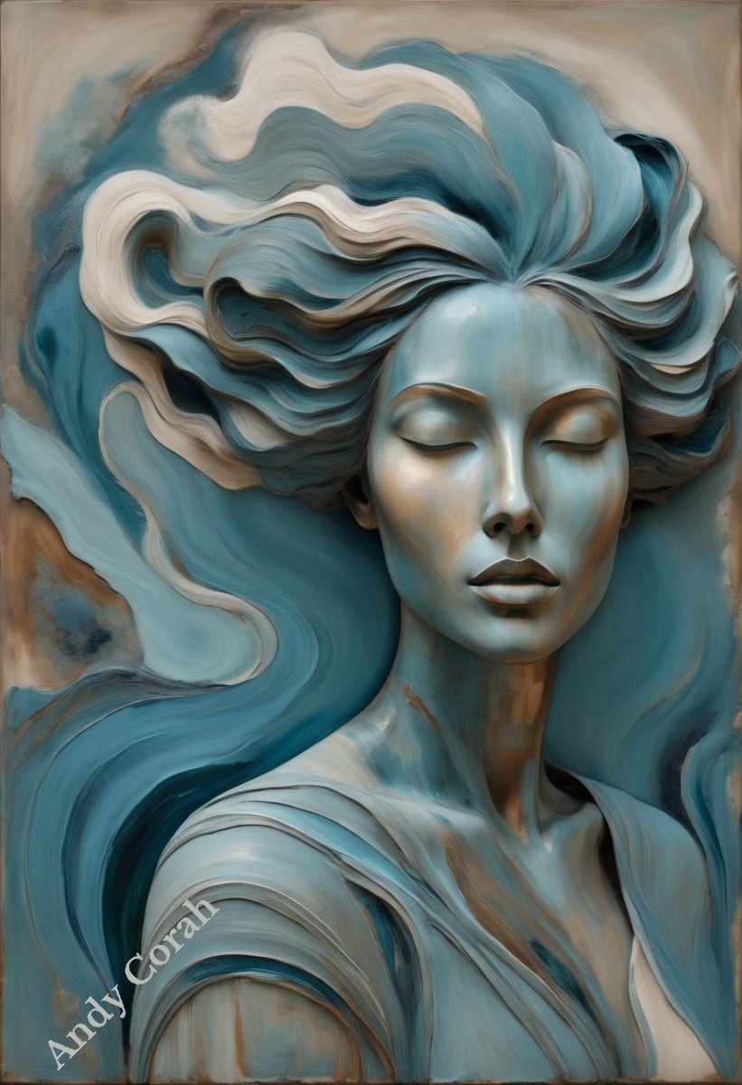 This is a #beautiful #colourpalette #AIart – a #painting that blends the earthy warmth of #terracotta with the calming coolness of #oceanic blues of this enigmatic #character #AIart #art  #AIArtworks #digitalart #ocean #AIArtCommuity #paintingoftheday #illustration