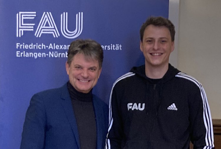 moeslein's tweet photo. #366daysofinnovation - Today, #FAUalum @alexblania, founder of @worldnetwork developer @tfh_technology, again stepped by at his alma mater @UniFAU. Thank you for being such a great ambassador of our #FAU. Great chat with @Hornegger! πββοΈ Greetings to your co-founder @sama ππ https://t.co/X1gnqgUM3D