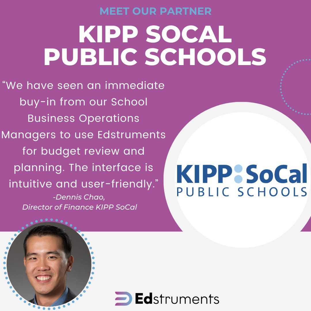 🤝Meet our amazing partner <a href="/KIPPSoCal/">KIPP SoCal Public Schools</a> and hear what their Director of Finance has to say about how adopting Edstruments as their budgeting tool has helped their organization function!

📢Reach out at hello@edstruments.com to learn more about our platform!

#Budgeting #K12 #edtech