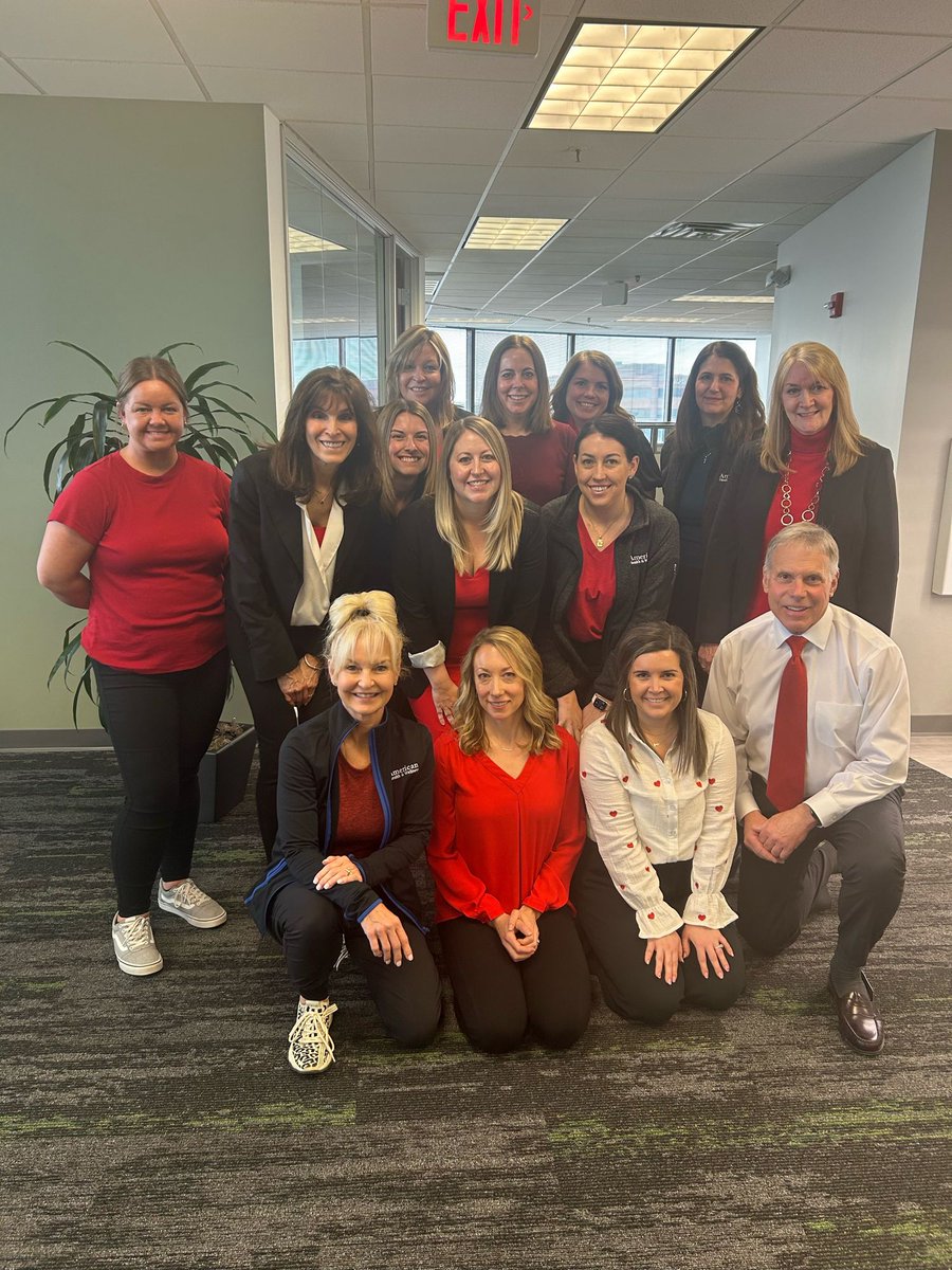 AmericanHWgroup's tweet photo. The AHW team wore red today in honor of #AmericanHeartMonth. How are you focusing on your cardiovascular health this month? #staywell https://t.co/r7Kbb8koBM