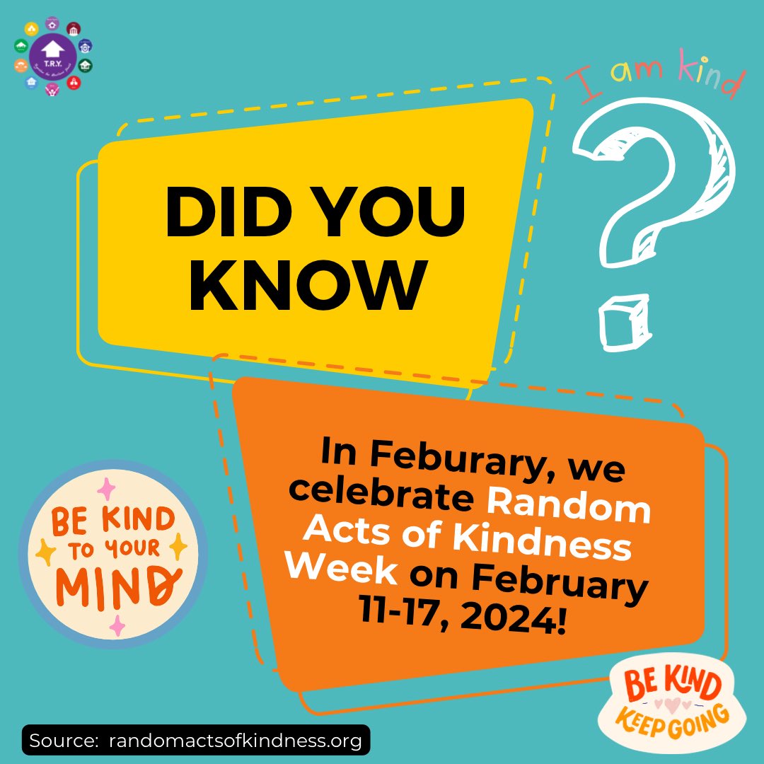 Together4Youth's tweet photo. Want to join us in celebrating Random Acts of Kindness? Look at the 2nd slide for some ideas! Source: https://t.co/I60g9asOnW) https://t.co/VPQn2mTv5O