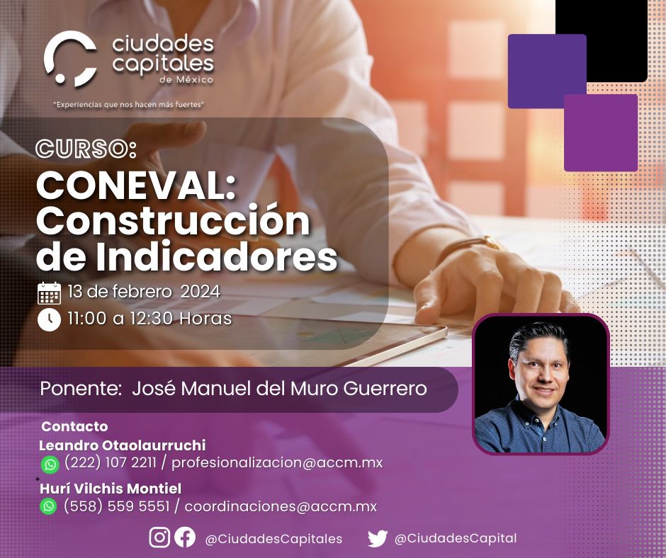 CiudadesCapital's tweet photo. 📚🚀 Únete a nuestro próximo curso "CONEVAL: Construcción de Indicadores" el 13 de febrero a las 11:00 am vía Zoom. ¡No te pierdas esta oportunidad de aprendizaje! 🔍💡 #Capacitación #Indicadores #ZoomLearning
🖥️ Registro:
https://t.co/iAIPm6VowI
¡Te esperamos! https://t.co/L7H4FxbRcc