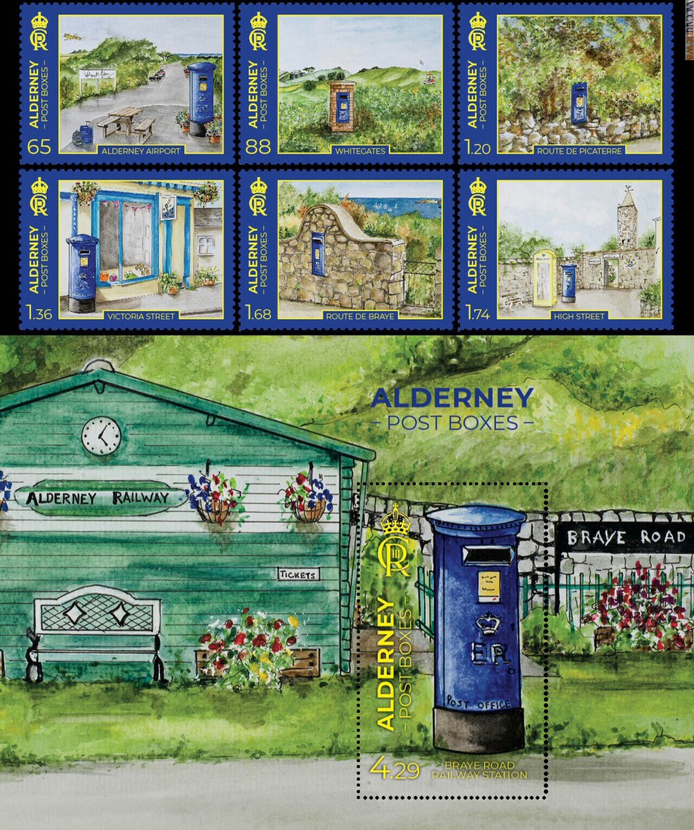 Vaccarinews's tweet photo. Nei #francobolli tutti i contenitori #postali di #Alderney, “#pillarbox” e #cassette: https://t.co/kl8RiHdx49 https://t.co/PlQZce6j9x
