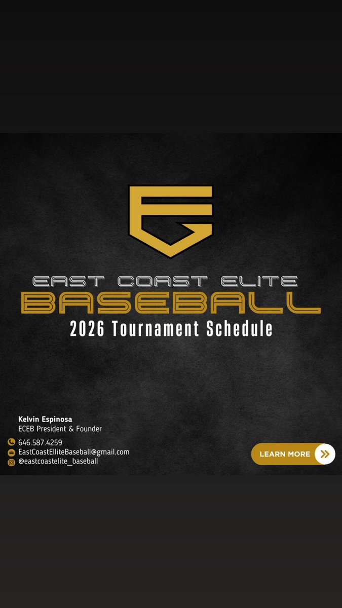 ECEBASEBALL's tweet photo. East Coast Elite Baseball 2026 Team Tournament Schedule! #TravelBaseball ##CollegePrep #ECEB #WeGetTheJobDone #Proven https://t.co/rp1gu5t6eN