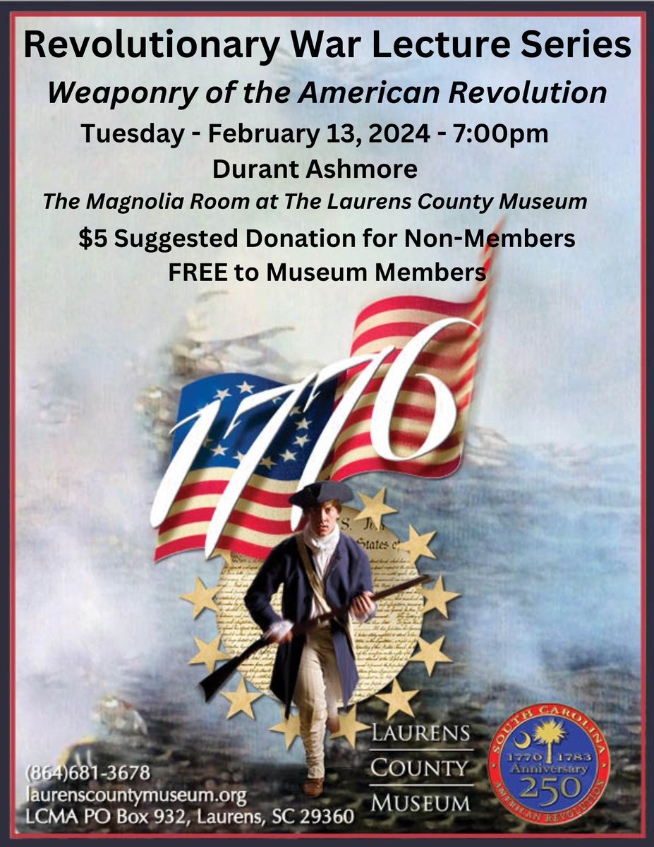 Join us tomorrow night for our continuing lecture series on The Revolutionary War.