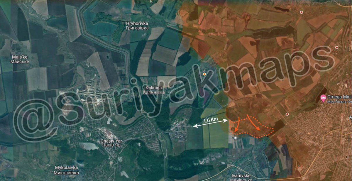 DailyNews65's tweet photo. Ukrainian-Russian war. Day 719:
Situation north of Bakhmut: Russian Army took control over most of Popivske area. Russian troops are now 1,6 Km from the first district of Chasiv Yar. https://t.co/aAuefyrMHX