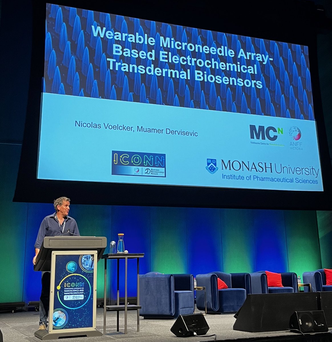 Joining <a href="/NicoVoelcker/">Nicolas H. Voelcker @nicovoelcker.bsky.social</a> in the #ICONN24 #Bioengineering sessions on Day 1 in Plenary 3 discussing transdermal wearables using microneedle arrays. @ANFFHQ <a href="/Nanomelb/">MCN</a> <a href="/MonashUni/">Monash University</a>