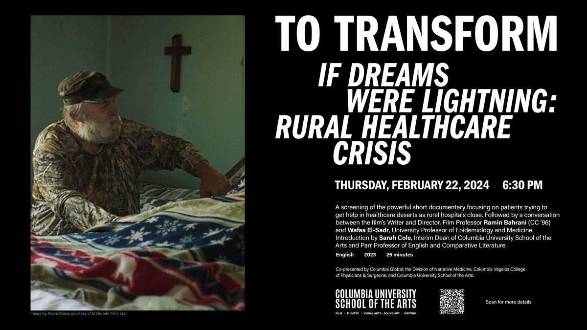 GlobalCenters's tweet photo. Don't miss this screening of  'If Dreams Were Lightning,' which follows patients trying to get help in
healthcare deserts as rural hospitals close.  A conversation with Writer and Director, Film
Professor Ramin Bahrani to follow. Learn more + register: https://t.co/qGirSJ5unR https://t.co/w2oQGKfMWf