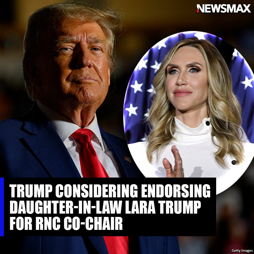 Report: Donald Trump is considering endorsing his daughter-in-law, Lara Trump, to be co-chairperson of the Republican National Committee in the aftermath of Ronna McDaniel’s departure. bit.ly/49BS7It