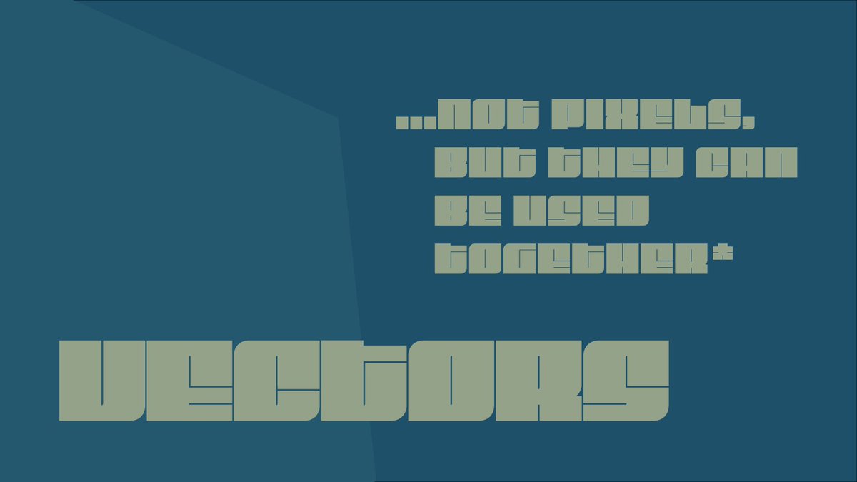 4mic0's tweet photo. Vectors are an alternative to pixels, a preproduction format that uses representative mathematical constructs. 
*They can be used simultaneously with pixels for data representation, logos, and many other industrial applications.
#RSJ108 #Vectors #Illustrator @DisruptiveDESGN https://t.co/P64zMXCeAL