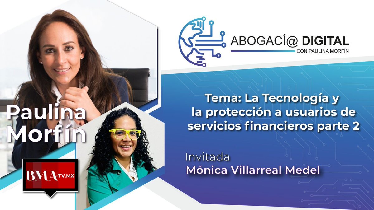 Llega #AbogacíaDigital, en su emisión de 12 de febrero, hablamos de la Tecnología y la protección a usuarios de servicios financieros, con la presencia de Mónica Villarreal Medel de @conducefMX. 
¡Dale play y acompaña a <a href="/CedenoMorfin/">Paulina Morfin</a> en #BMATV!

youtu.be/cqcM7ZirrMM