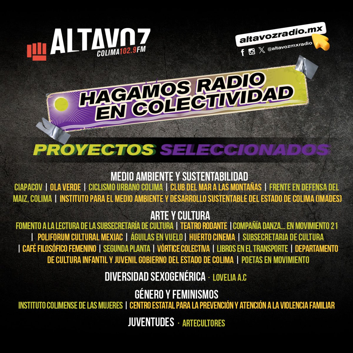 altavozmxradio's tweet photo. 🤩El momento más esperado ha llegado🤩  

Agradecemos a todas y todos los colectivos u asociaciones sociales que participaron en la primera convocatoria de #Colima

Gracias por tomar el #Altavoz

¡F E L I C I D A D E S! https://t.co/bJv1CmG350