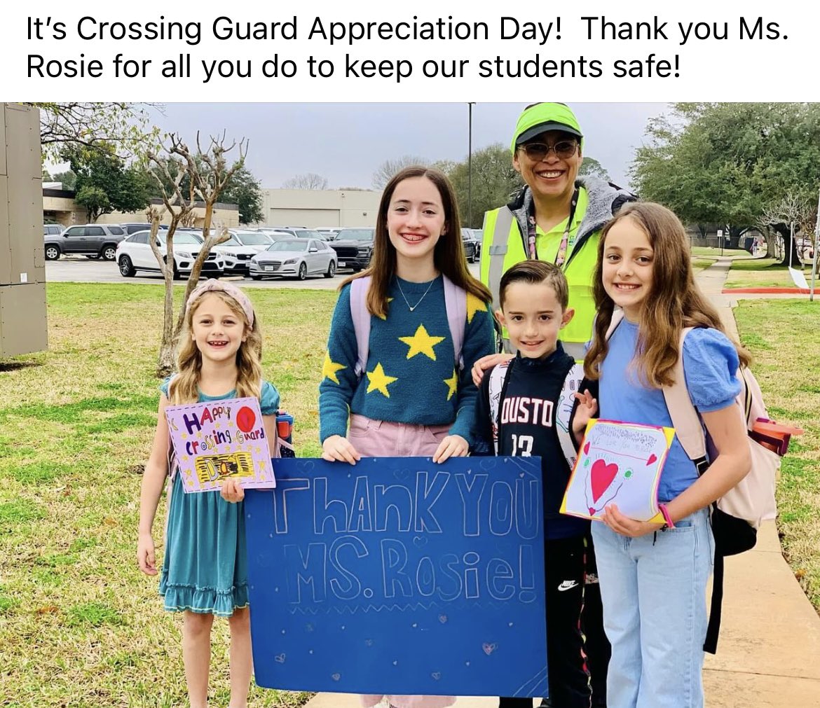We 💙Ms. Rosie! She keeps our Terrapins and their families safe while crossing the street everyday. She builds relationships with our community and has the happiest disposition. I always look forward to my morning Ms. Rosie wave and smile 😀
<a href="/ABETerrapins/">Armand Bayou Elem.</a> #ccisdmoments
