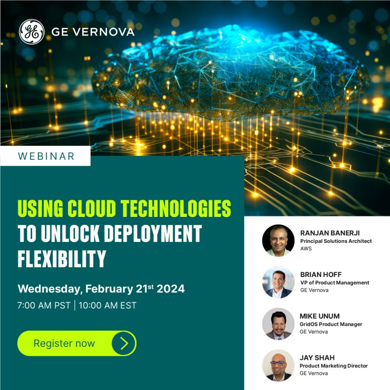 jtmiers's tweet photo. Mark your calendars! Join us for a webinar, "Using Cloud Technologies to Unlock Deployment Flexibility" on February 21 at 10:00 AM EST, for an insightful webinar on leveraging cloud technology to accelerate the #energytransition. #CloudAdoption #AWS #GEVernova #GridSoftware https://t.co/n0h6E3Oewe