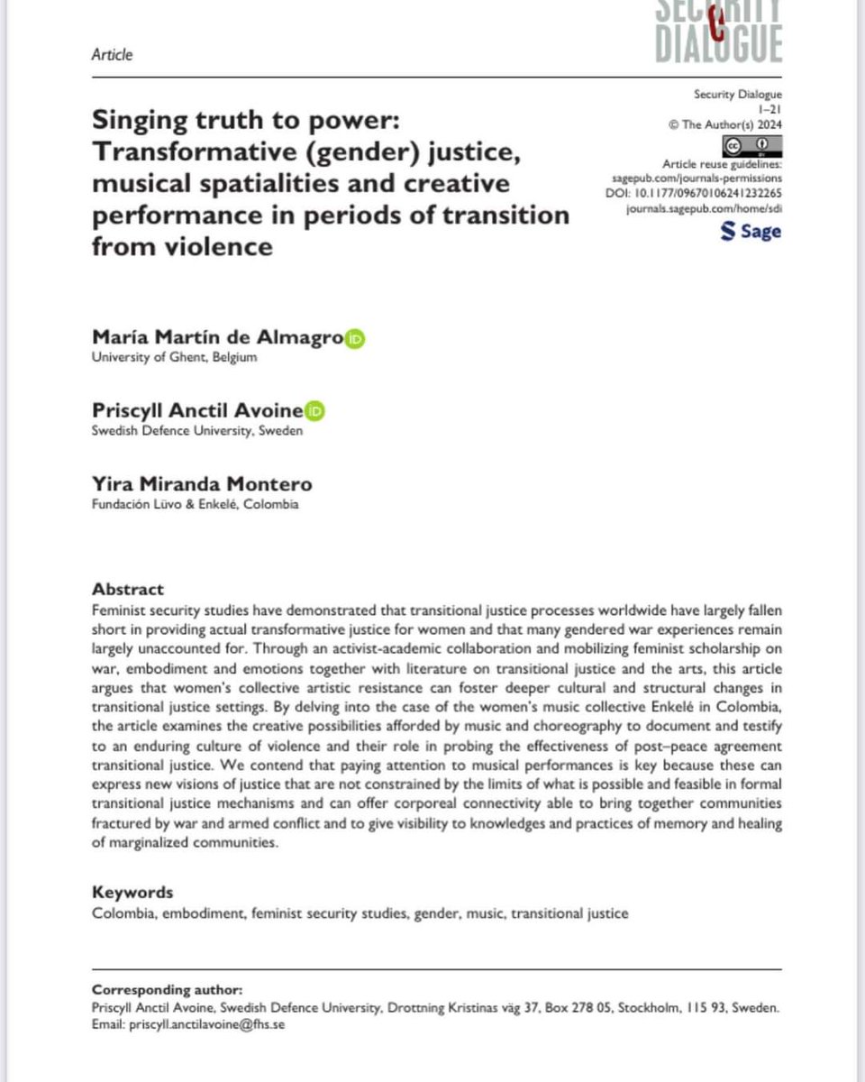 Keep an eye out 👀 for an upcoming article in @SecDialogue co-authored a.o. by #GEM #Alumna @DrMmartind on 'Singing Truth to Power'