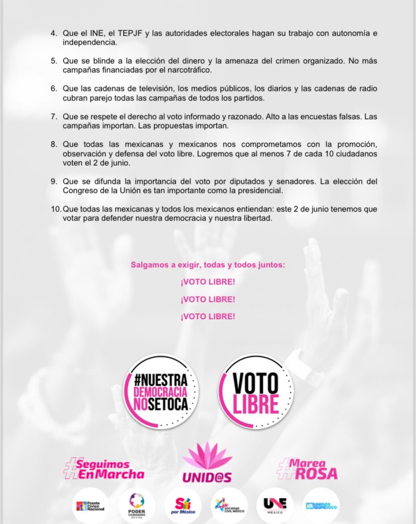 De tu casa al Zócalo de la Cdmx el Domingo 18 de Febrero a las 10:00 horas. Y de tu casa a la plaza o al lugar de concentración en tu ciudad. Las Razones para Marchar. Y las ciudades de México y el extranjero donde vamos marchar y concentrarnos. 🅾️ Si el gobierno mete las…