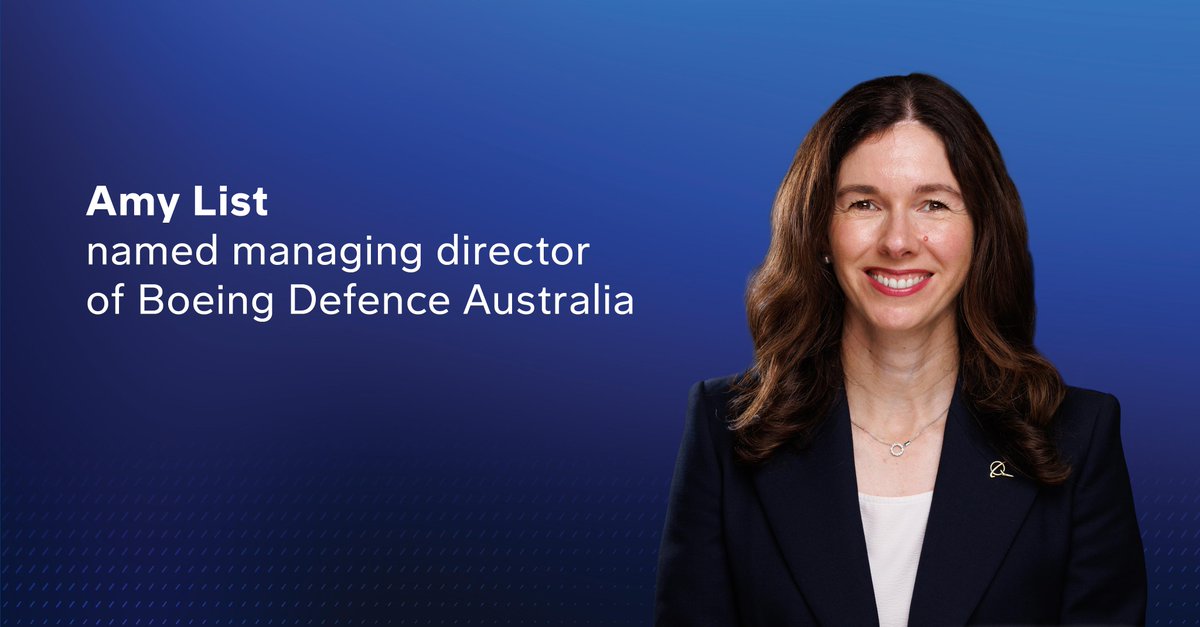 Amy List has been named as managing director of Boeing Defence Australia, effective Feb. 29. Amy will succeed Scott Carpendale as he continues leading Boeing Global Services – Government Services in the Asia Pacific region. Release: bit.ly/3OGiGnK