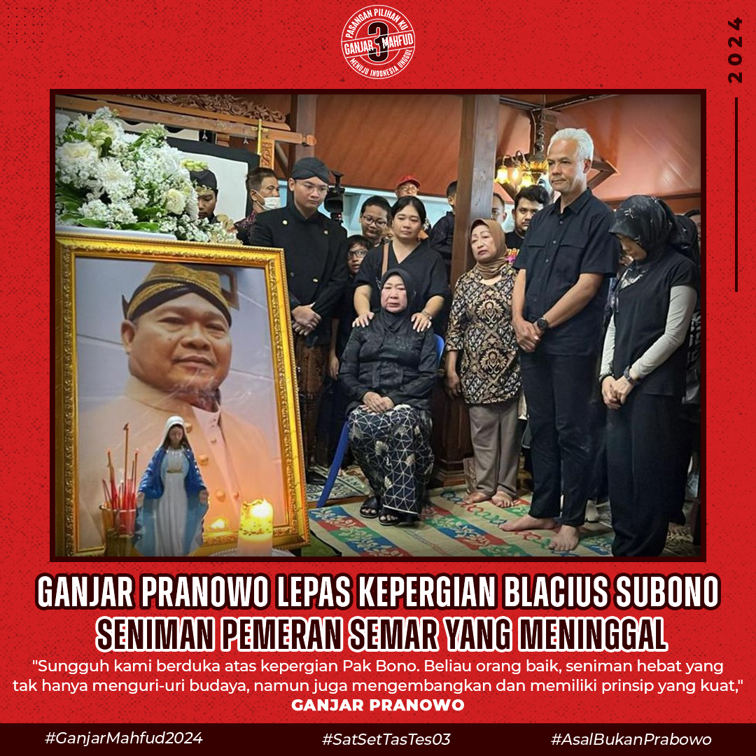 Ganjar Pranowo Lepas Kepergian Blacius Subono, Seniman Pemeran Semar Yang Meninggal.

Alam Mahasiswa cina laura Hasto Freya Rafah