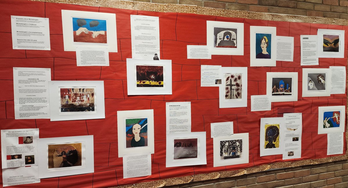 EWA_MCS's tweet photo. 5th grade enriching unit 5, The Renaissance. Students drew and painted a piece of art. Then, they wrote a biography. https://t.co/cJe8QGT7pM