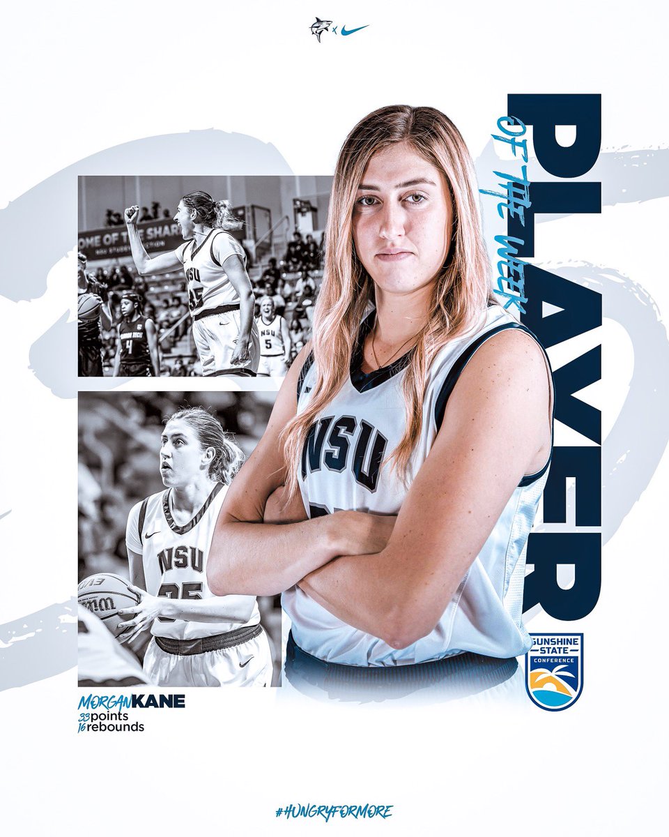 NSU_WBasketball's tweet photo. make that ✌️

congratulations to Morgan Kane on earning her second SSC player of the week honor this season!🔥

#HungryForMore https://t.co/44V4E0eXhg