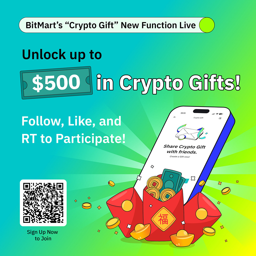 Thanks, every #BitMartian, for your love! ❤️ Please use the link (or scan  the QR code) and the passcode below to claim your #crypto gift! $500 for  the first 100 lucky users!