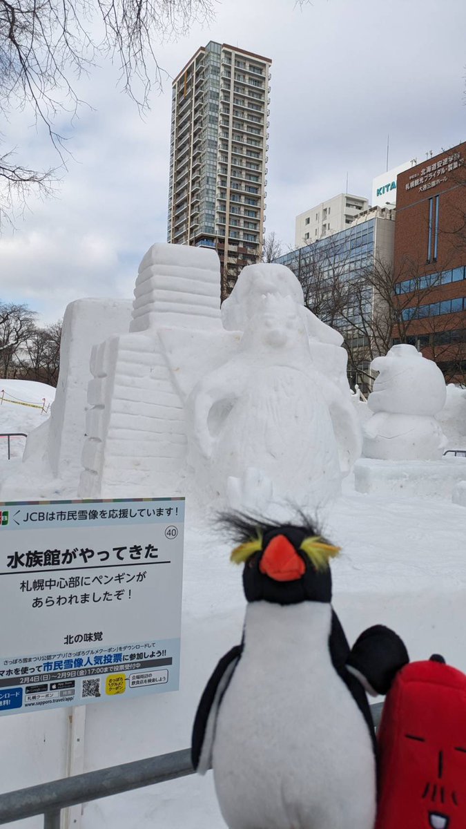 aoao_sapporo's tweet photo. 【探しています】雪まつりにてペンギンの雪像を制作した団体さま。全てが我々を意識しているなんてそんな自惚は毛頭にもございませんが、ペンギンと共にある施設である当館としては、嬉しい限りでした。
ささやかながらにお礼を差し上げたく、もし関係者の方がこの投稿を見ていましたらご連絡下さい！ https://t.co/GQJLzJ2l3h