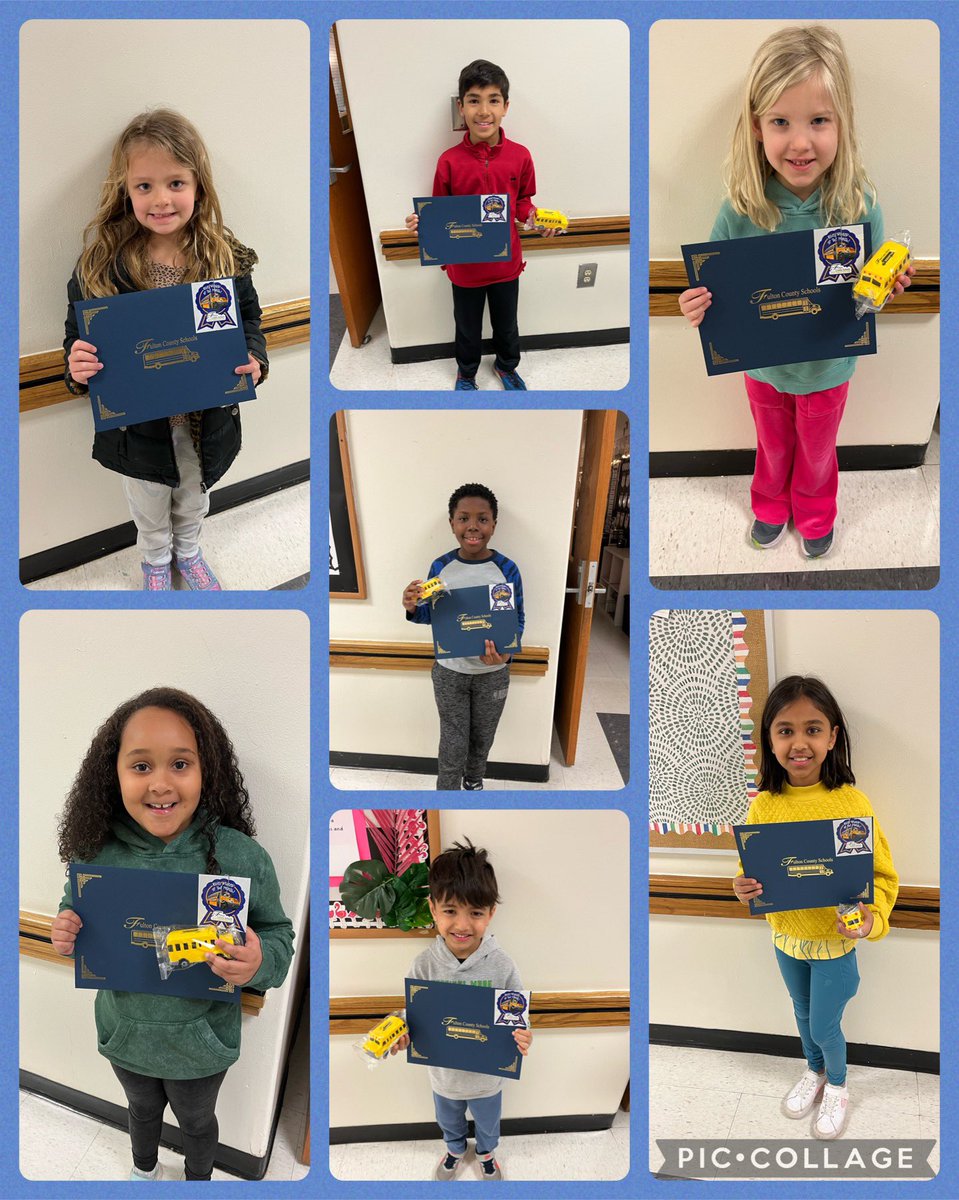 These Falcons earned the January bus rider award! They were each recognized by their bus drivers. Way to go! <a href="/FindleyOaks/">Findley Oaks</a> <a href="/FCSBuses/">FCS Transportation</a> #EngageConnectGrow