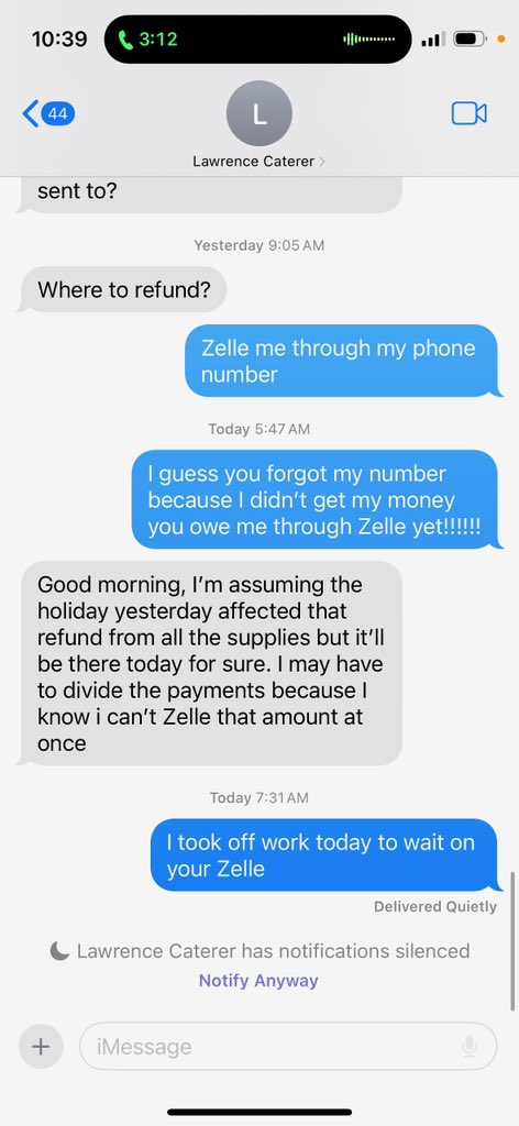_ajenai's tweet photo. @LawCannon Hmmm I just find it funny how my auntie STILL waiting on a $1700+ refund from you from DECEMBER. Is this real life enough? 😭😭 https://t.co/ePeE4jWuRy