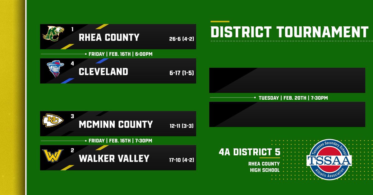 The bracket is set!! Should be a very competitive district tournament! See you on Friday!  #Together 🦅