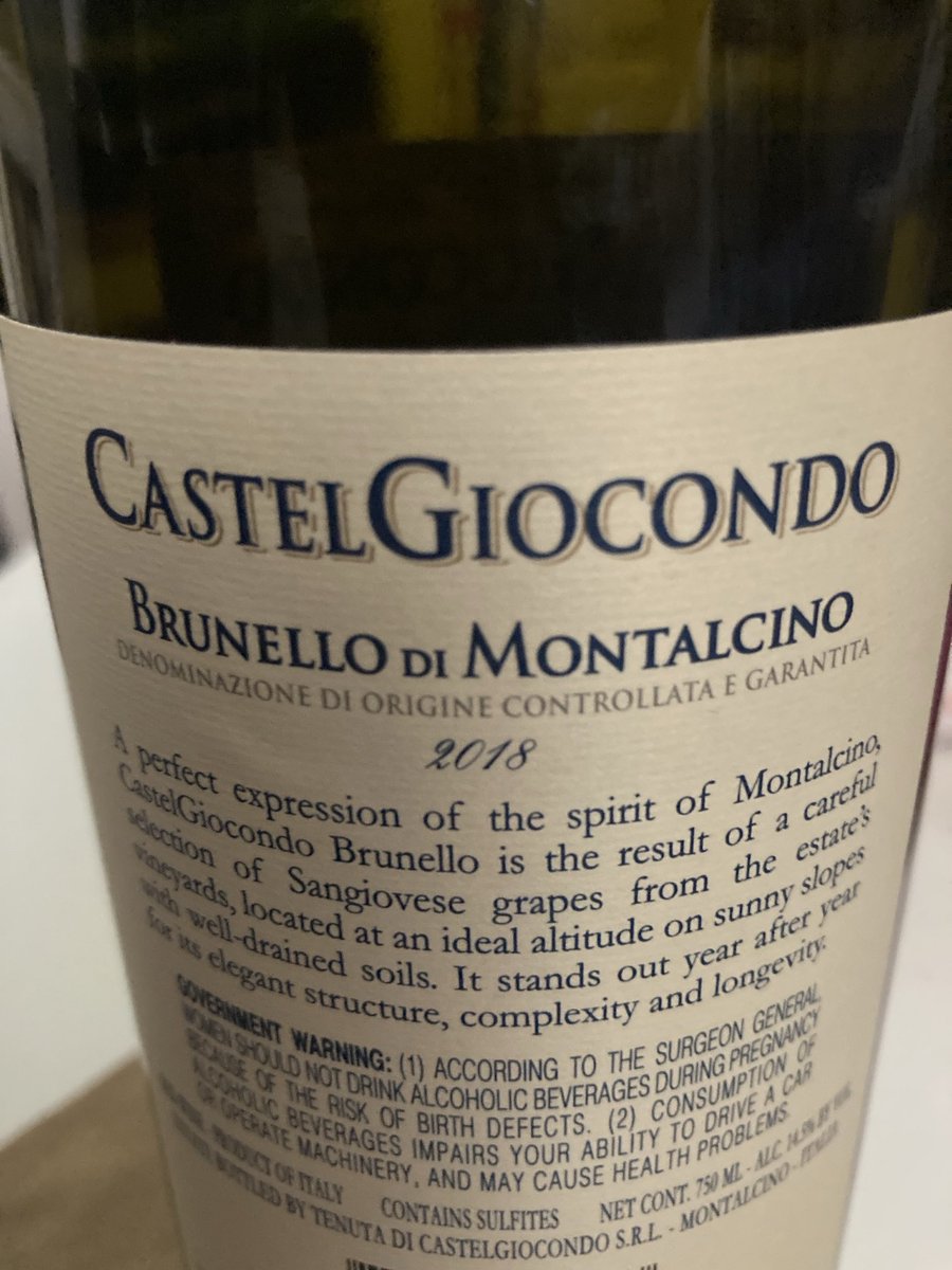 18 ⁦@FrescobaldiVini⁩ #CastelGiocondo #BrunellodiMontalcino,a commercial but well made vino,wish,they would be a bit more transparent but still a decent enough glass of #SangioveseGrosso,could it be better? Hell yes,but money never sleeps,would I drink it?yes,buy it? No way