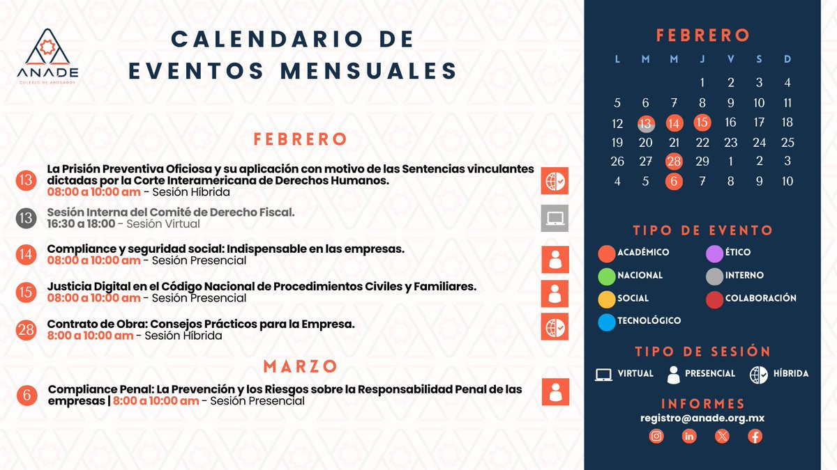 ¡Conoce los eventos que la #ANADE tiene para ti!
🌐 Visita nuestro sitio web para obtener más información anade.org.mx

#TodosSomosANADE #ANADE2024