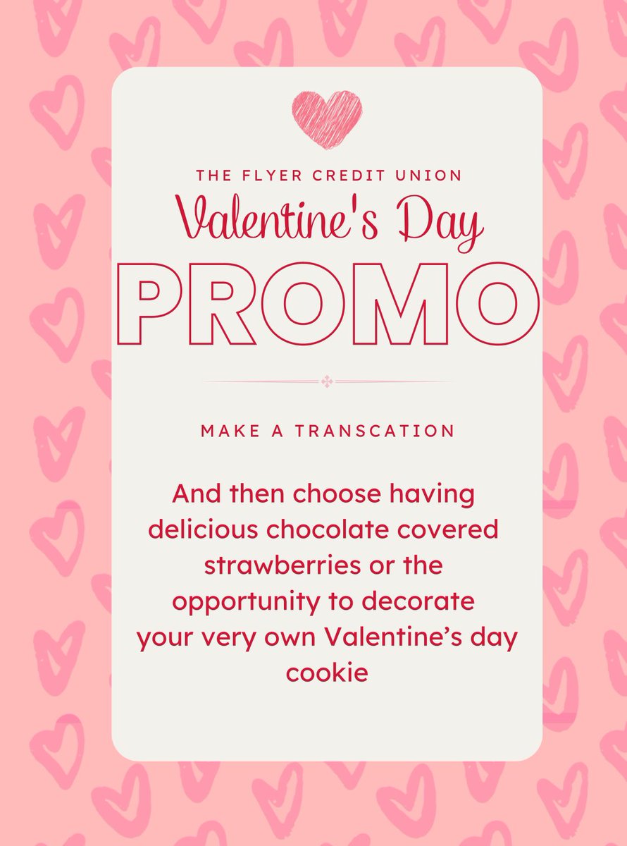 FCHSFCU's tweet photo. Come see us at the FCU for a sweet Valentine’s Day treat! 💗 https://t.co/byKQmfnAUD