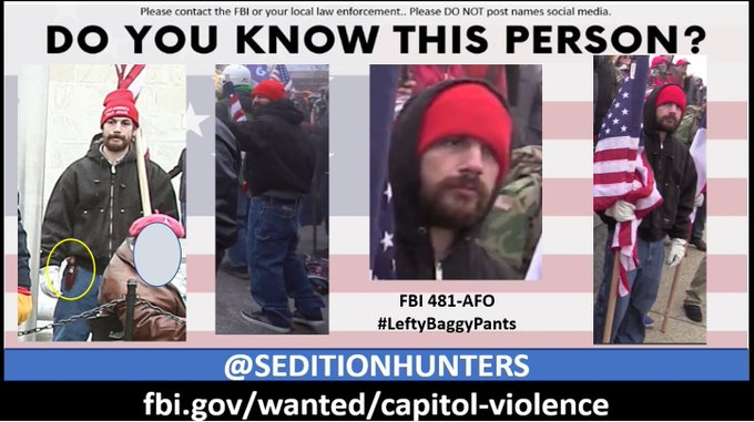 SeditionHunters's tweet photo. Please share across all platforms. #DoYouKnow this person?? Please contact the FBI with 481-AFO https://t.co/CacVxYJIL1 or contact us at admin@seditionhunters.org Please do not post names on social media #LeftyBaggyPants #CapitolRiots #SeditionSprayers https://t.co/9sMWkQzMRy