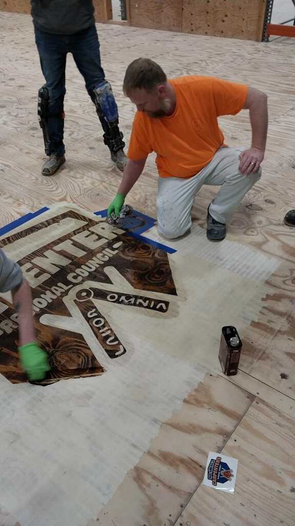 MidAmCarpenters's tweet image. Great work by our apprentices in the Hardwood 4 Sand &amp;amp; File class who stenciled the MACRC shield into the floor at the St. Louis Training Center. Our skilled training and craftsmanship is on display for all to see! Looks nice Brothers!
📸: Peter McElligott
#unionproud #MACRC